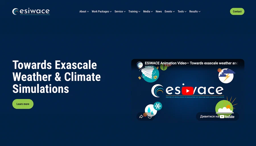 Screenshot of ESiWACE Website